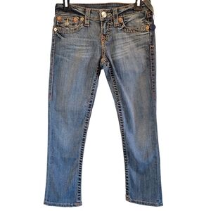 True Religion Low Rise Medium Wash Denim Capris